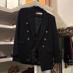 Zara Black Blazer with Gold Accents